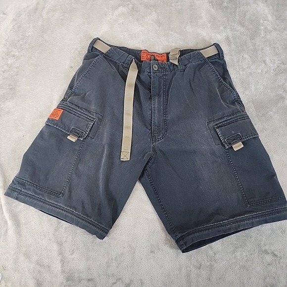 Vintage Abercrombie & Fitch Shorts Mens Medium Navy Blue Belted Cargo Outdoors - Picture 1 of 6